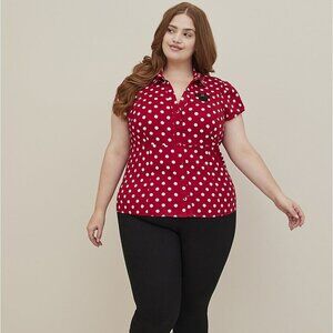 NWOT Disney Minnie Mouse Retro Poplin Polka Dot Button Down Top Size 6X